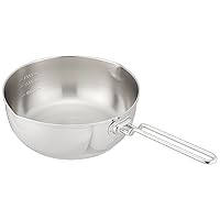 Endoshoji AYK52022 Professional Snow Flat Pot, 8.7 inches (22 cm), Single Pattern, Graduated, Triple Layer Steel, Stainless Steel, Made in Japan