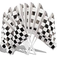 Black & White Checkered Plastic Flags - 6
