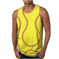 Men's Baseball 3D Graphic Tank Tops Stylish Sleeveless Top Casual Athletic Shirts Crewneck Racerback Tank Top Tee
