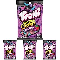 Trolli Sour Brite Crawlers Candy, Very Berry Flavored Sour Gummy Worms, 7.2 Ounce (Pack of 4)
