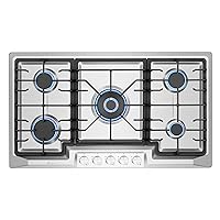 Empava 36 in. Gas Stove Cooktop 5 Italy Sabaf Sealed Burners NG/LPG Convertible in Stainless Steel, 36 Inch