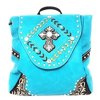 Texas West Women's Multi-way Cross Leather Concealed Carry Top Handle Square Backpack Purse in 3 colors (Turquoise)