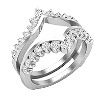 Dazzlingrock Collection 1.00 Carat (ctw) Round Diamond Ladies Wedding Enhancer Guard Double Ring Band 1 CT | Available in Various Gemstones in 10K/14K/18K Gold & Platinum