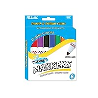 BAZIC Washable Markers Broad Line 8 Color Jumbo Size Coloring Marker, Non Toxic Marcadorc Art School Supplies, Gift for Kids (8/Pack), 1-Pack