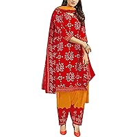 Ready to Wear Pakistani Indian Ethnic Party Wear Simple Salwar Kameez Patiyala with Bandhani Dupatta Dress