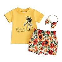 fhutpw Toddler Baby Girls Summer Outfits Daisy Ruffle Short Sleeve T-Shirts Tops Floral Shorts 2Pcs Clothes Set 6M-4T