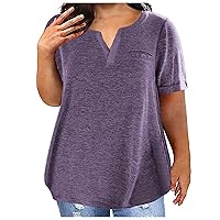 Deal Of The Day Clearance Ladies Tops Plus Size Shirts For Women V Neck Casual T Shirt Loose Fit Short Sleeve Blouses Sexy Plain Tunics Womens Fashion Tops