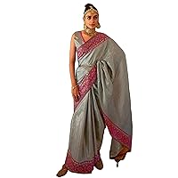 Indian Silk Printed Muslim Saree Blouse Party Wear Sari 2119