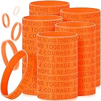 Orange Ribbon Awareness Silicone Bracelets Bulk Multiple Sclerosis Leukemia Kidney Cancer ADHD Lymphoma Cerebral Awareness Silicone Wristband for Public Activity Supplies (200)
