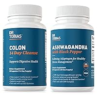 Colon 14 Day Cleanse and Ashwagandha Capsules, Digestive and Calming Adaptogen, Colon Cleanse Detox, Focus & Stress Relief Supplements