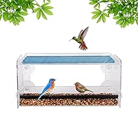 SUQ I OE Wild Clear Window House Bird Feeders for Viewing,with Strong Suction Cups, Mounted, Acrylic See Through for Cardinals, Blue Jays, Finches