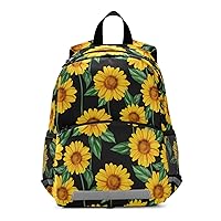 ALAZA Yellow Sunflower Floral Kids Toddler Backpack Purse for Girls Boys Kindergarten Preschool School Bag w/Chest Clip Leash Reflective Strip