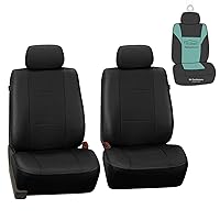 FH Group Car Seat Covers Deluxe Leatherette Automotive Seat Covers Front Seats Only Black Seat Covers, Airbag Compatible Universal Fit Interior Accessories Cars Trucks SUV Car Accessories Protector