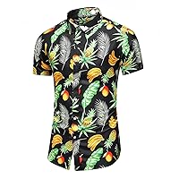 Men's Short Sleeve Shirt Cuban Beach Tops Pocket Guayabera Shirts Summer Casual Comfy Blouse Tops for Men