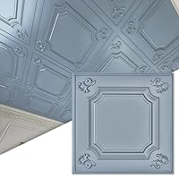 Art3d Drop Ceiling Tiles 24x24 in Grey (12-Pack, 48 Sq.ft), Wainscoting Panels Glue Up 2x2
