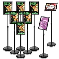 LEIFIDE 8 Pack Adjustable Heavy Duty Pedestal Sign Holder Floor Stand 8.3 x 11.7'' Adjustable Sign Holder Poster Stand Sign Stand with Aluminum Snap Open Frame, Screen Size A4 (Black)