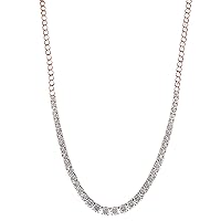 La4ve Diamonds 0.33 Carat Diamond, Bezel Set Sterling Silver Miracle Plated Round-cut Diamond 18 inch Long Tennis Necklace Jewelry for Women | Gift Box Included (White, Yellow and Rose Gold)