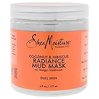Shea Moisture Coconut & Hibiscus Radiance Mud Mask for Unisex, Dull Skin, 6 Ounce