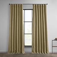 HPD Half Price Drapes Faux Linen Room Darkening Curtains - 96 Inches Long Luxury Linen Curtains for Bedroom & Living Room (1 Panel), 50W X 96L, Nomad Tan