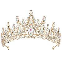 COCIDE Gold Tiara and Crown for Women Crystal Queen Crowns Princess Rhinestone Tiaras for Girl Bride Wedding Hair Accessories for Bridal Birthday Party Prom Halloween Costume Cosplay