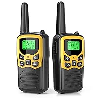 Walkie Talkies, MOICO Long Range Walkie Talkies for Adults with 22 FRS Channels,Family Walkie Talkie with LED Flashlight VOX LCD Display for Hiking Camping Trip (Yellow,2 Pack)
