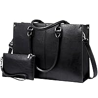 LOVEVOOK Laptop Bag for Women,15.6 Inch Laptop Tote Bag Work Bags for Women, Vintage Leather Computer Bag, Large Capacity Office Briefcase, Business Handbag Shoulder Bag 2PCs