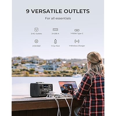  BLUETTI Portable Power Station EB3A, 268Wh LiFePO4 Battery  Backup w/ 2 600W (1200W Surge) AC Outlets, Recharge from 0-80% in 30 Min.,  Solar Generator for Outdoor Camping (Solar Panel Optional) 