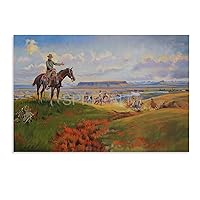Artist Charles Marion Russell Painting Native American Art Oil Painting Poster (6) Canvas Poster Wall Art Decor Print Picture Paintings for Living Room Bedroom Decoration Unframe-style 30x20inch(75x50