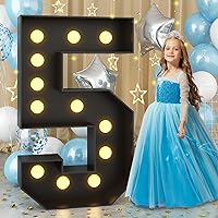 Marquee Number 5 4ft Light up Numbers Black Large Numbers with Lights for 5th Birthday Party Decorations Giant LED Mosaic Frame Sign Letter 5 Cardboard Pre-Cut Foam Board Diy Anniversary Decor