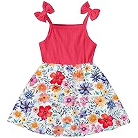 2-7T Toddler Girls Summer Dress Cute Bowknot Strap Dresses Casual Sleeveless Sling Sundress