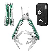 FLISSA Multi Tool Pliers, Green 16 in 1 Stainless Steel Multipurpose tool with Tactical Multitool Knife, Screwdrivers, Saw, Bottle Opener and Durable Sheath, Essential Gear for Outdoor Adventures