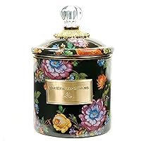 Flower Market Canister with Lid, Decorative Food Canister, Black, Small