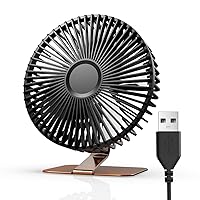 SLENPET 6 inch USB Desk Fan, 4 Speeds, Ultra-quiet, 90° Adjustment for Better Cooling, Portable Mini Powerful Desktop Table Fan, Small Personal Fan for Home Office, Metal Base, Bronze