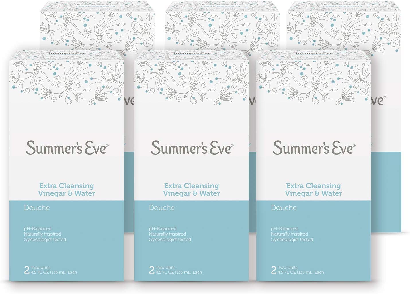 Summer's Eve Douche, Feminine Wash, Extra Cleansing Vinegar & Water, 4.5 FL OZ Bottle (Pack of 6)