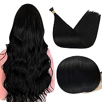 Full Shine I Tip Human Hair Extensions 22 Inch Fusion Hair Extensions I Tip Color 1 Jet Black Remy Human Hair Extensions Keratin Hair Extensions 50 Strands 40Gram Beads Hair Extensions