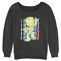 Marvel Women's Groot Stack Junior's Raglan Pullover with Coverstitch