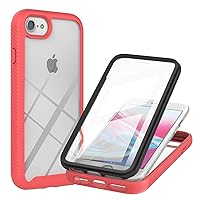 IVY 3in1 Heavy Armor Rugged Case with Built-in Screen Protector for iPhone SE 2020 for iPhone 8 for iPhone 7 for iPhone 6 Case - Red