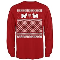 Shih Tzu Ugly Christmas Sweater Red Adult Long Sleeve T-Shirt