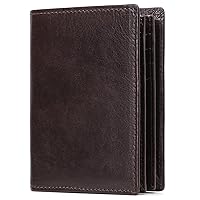 GOIACII Wallets for Men Large Capacity Genuine Leather RFID Bifold Men Wallet/Credit Card Holder with ID Window