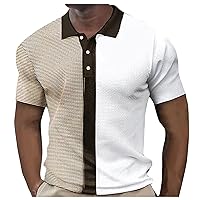 Mens Slim Fit Polo Shirts, Men's Short Sleeve Shirts Golf Shirt Solid Color Outdoor Street Casual Fashion Zipper Polo Casual