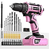 20V Cordless Drill, Pink Drill Set for Women, Lightweight Electric Drill with Battery 2.0Ah and 42pcs Accessories, 2 Speed, LED, Power Drill for Home DIY and Garden Repair, Mother's Day Gift