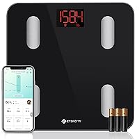 Etekcity Scales for Body Weight, Bathroom Digital Weight Scale for Body Fat, Smart Bluetooth Scale for BMI, and Weight Loss, Sync 13 Data with Other Fitness Apps, Black, 11x11 Inch