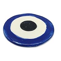 and Handpainted Ceramic Evil Eye Blue Coasters for Drinks, Round Pottery