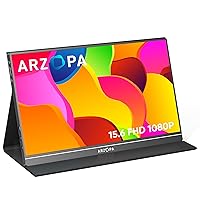 ARZOPA Portable Monitor, 15.6'' 1080P FHD Laptop Monitor USB C HDMI Computer Display HDR Eye Care External Screen w/Smart Cover for PC Mac Phone Xbox Switch PS5-S1 Table