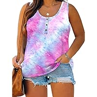 Plus Size Tank Tops for Women Summer Sleeveless American Flag Graphic Print T-Shirts Tops Casual Cotton Tees Shirts
