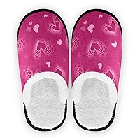Fuzzy Spa Slippers Hot Pink Hearts Valentines Day Wedding For Couple Cozy Indoor Outdoor Slippers Anti-Skid
