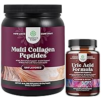 Natures Craft Bundle of Hydrolyzed Collagen Peptides Protein Powder and Uric Acid Vitamins