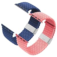 Bandiction Compatible with Apple Watch Bands 40mm 38mm, iWatch Bands for Women Men, Adjustable Braided Solo Loop with Buckle Elastic Sport Bands for iWatch SE Series 6/5/4/3/2/1, Pack of 2…