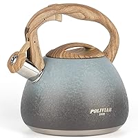 POLIVIAR Tea Kettle, 2.7 Quart Stovetop Tea Kettle, Audible Whistling Teapot with Crackle Finish, Food Grade Stainless Steel for Anti-Rust, Anti Hot Handle, Suitable for All Heat Sources (JX2023-LYL)