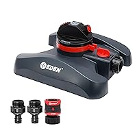 Eden 94134 2-Pattern Turbo Gear Drive Sprinkler for Yard w/Quick Connect Starter Kit Flow Control with Removable Filter, 360 Degree Coverage